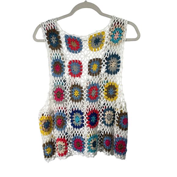 Urban Outfitters Crochet Granny Square Vest Cottagecore Boho Festival Womens OS - Picture 5 of 5